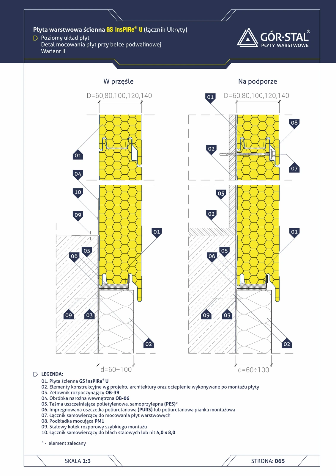 Sockel am Schwellbalken — horizontale Verlegung insPIRe® U, Variante II
