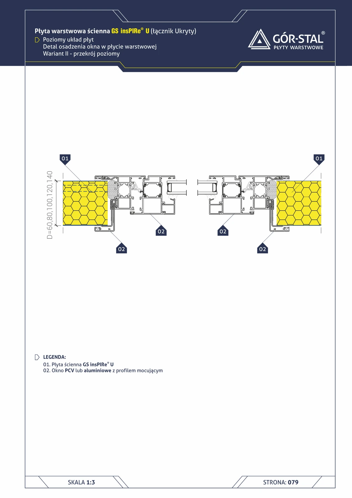 Fenster — horizontale Anordnung insPIRe® U, Variante II, Horizontalschnitt