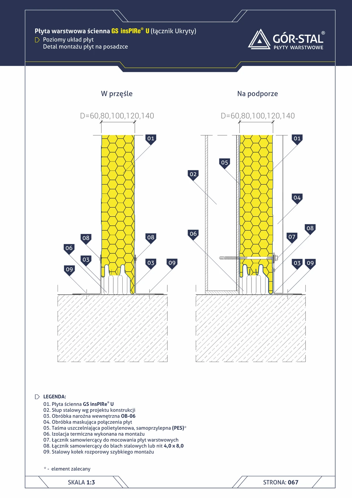 Fußbodenanschluss — horizontale Verlegung der insPIRe® U Paneele