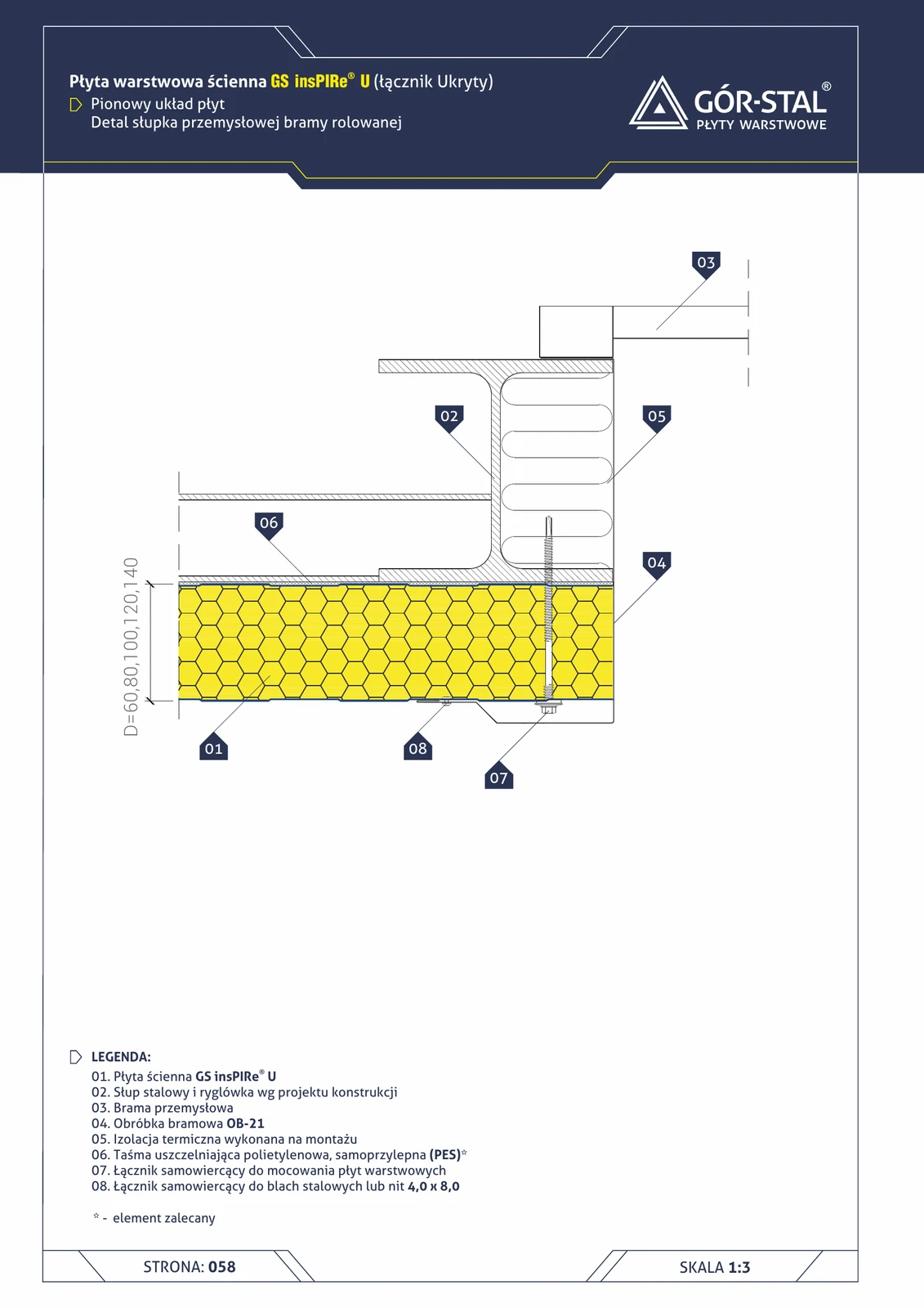 Industrietor-Pfosten — vertikale Plattenanordnung insPIRe® U